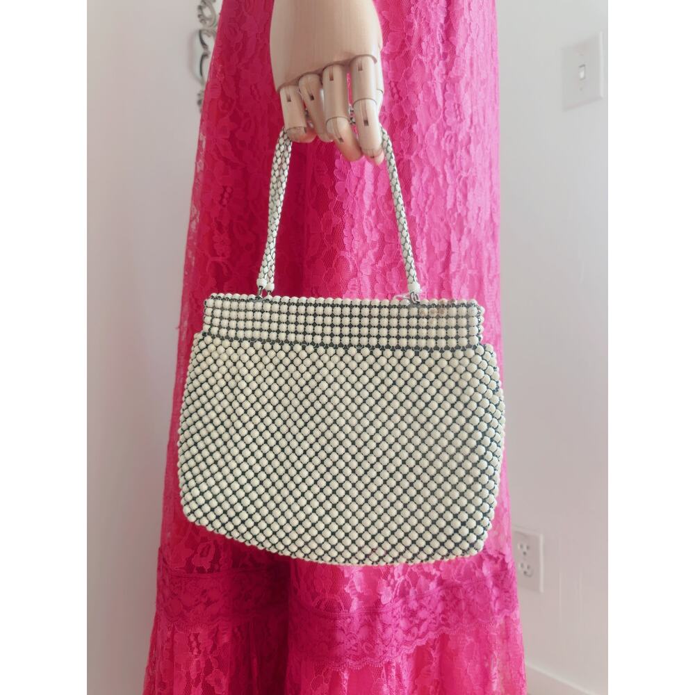 Vintage 1940s Whiting & Davis Metal Mesh Handbag Purse Evening Cream